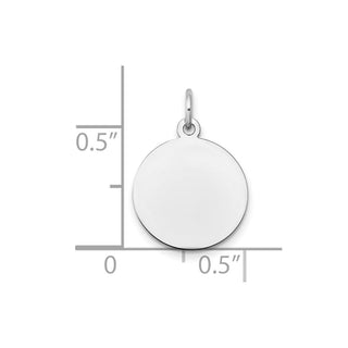 16mm x 10mm 14k White Gold Plain .027 Gauge Round Engravable Disc Charm