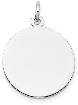 25mm x 18mm 14k White Gold Plain .027 Gauge Round Engravable Disc Charm