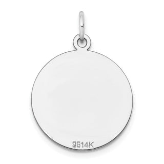 27mm x 20mm 14k White Gold Plain .018 Gauge Round Engravable Disc Charm