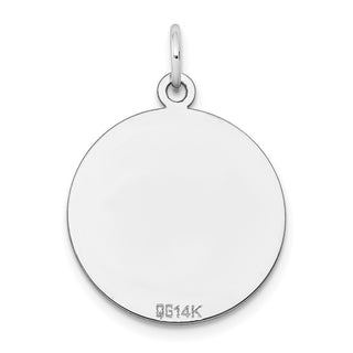 27mm x 20mm 14k White Gold Plain .027 Gauge Round Engravable Disc Charm