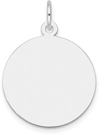 27mm x 20mm 14k White Gold Plain .035 Gauge Round Engravable Disc Charm