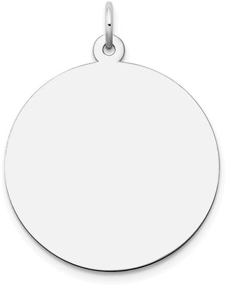 33mm x 25mm 14k White Gold Plain .018 Gauge Round Engravable Disc Charm