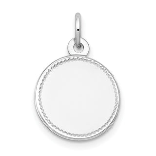 19mm x 13mm 14k White Gold Plain .018 Gauge Round Engravable Disc Charm