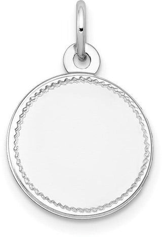 19mm x 13mm 14k White Gold Plain .018 Gauge Round Engravable Disc Charm