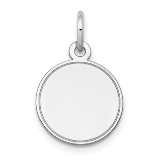 20mm x 13mm 14k White Gold Plain .018 Gauge Round Engravable Disc Charm