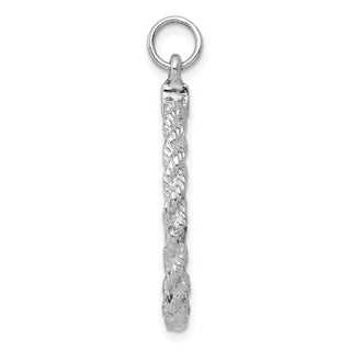 14k White Gold Rounded w/Rope .013 Gauge Engravable Disc Charm