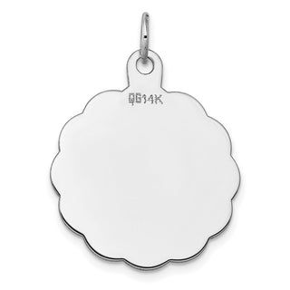29mm x 24mm 14k White Gold .018 Gauge Engraveable Scalloped Disc Charm