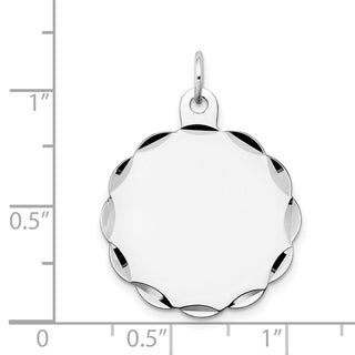 29mm x 24mm 14k White Gold .018 Gauge Engraveable Scalloped Disc Charm