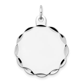 29mm x 24mm 14k White Gold .018 Gauge Engraveable Scalloped Disc Charm