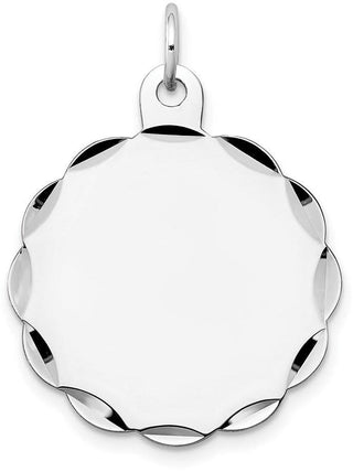 29mm x 24mm 14k White Gold .027 Gauge Engraveable Scalloped Disc Charm