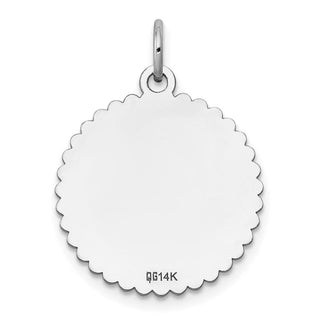 23mm x 18mm 14k White Gold .027 Gauge Engraveable Scalloped Disc Charm
