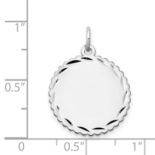23mm x 18mm 14k White Gold .018 Gauge Engraveable Scalloped Disc Charm
