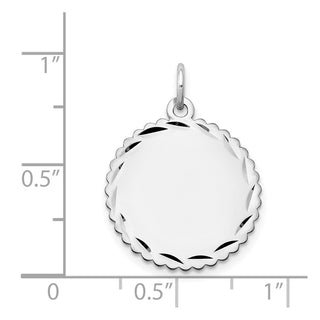 23mm x 18mm 14k White Gold .018 Gauge Engraveable Scalloped Disc Charm