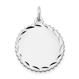 23mm x 18mm 14k White Gold .013 Gauge Engraveable Scalloped Disc Charm