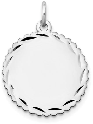 23mm x 18mm 14k White Gold .027 Gauge Engraveable Scalloped Disc Charm