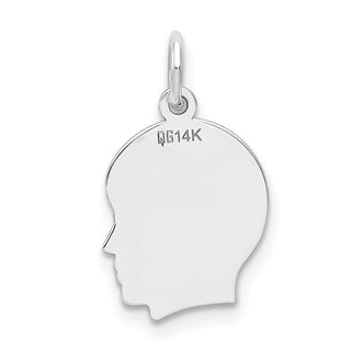 14k White Gold Plain Small Facing Right Engravable Boy Charm XWM47/27