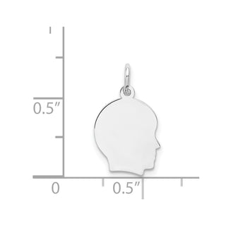 14k White Gold Plain Small Facing Right Engravable Boy Charm XWM47/27