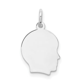14k White Gold Plain Small Facing Right Engravable Boy Charm XWM47/11