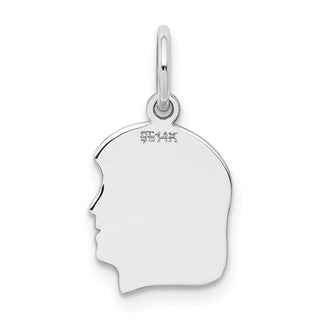 14k White Gold Plain Small Facing Right Engravable Girl Charm XWM48/27
