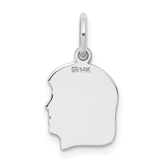14k White Gold Plain Small Facing Right Engravable Girl Charm XWM48/27