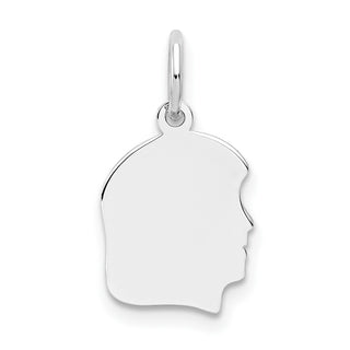 14k White Gold Plain Small Facing Right Engravable Girl Charm XWM48/27