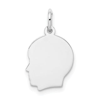 14k White Gold Plain Small Facing Left Engravable Boy Charm XWM49/27