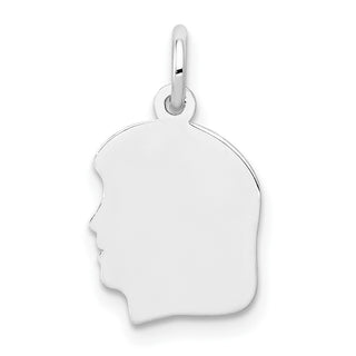 14k White Gold Plain Small Facing Left Engravable Girl Charm XWM50/11
