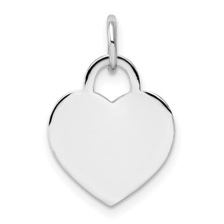 14k White Gold Small 0.027 Gauge Engravable Heart Charm