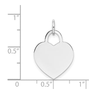 14k White Gold 0.018 Gauge Medium Engravable Heart Charm