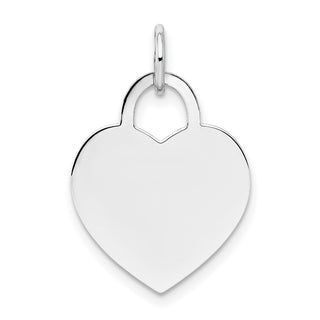 14k White Gold 0.011 Gauge Medium Engravable Heart Charm