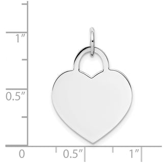 14k White Gold Large Engravable Heart Charm 0.027 gauge