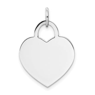 14k White Gold Large Engravable Heart Charm 0.018 gauge