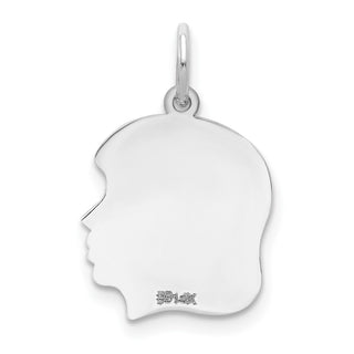 14k White Gold Plain Medium Facing Right Engravable Girl Charm XWM54/27