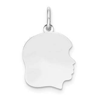 14k Gold Plain Medium.009 Depth Facing Right Engravable Girl Charm XWM54/09