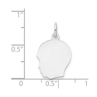 14k White Gold Plain Medium Facing Left Engravable Boy Charm XWM55/11