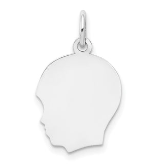 14k White Gold Plain Medium Facing Left Engravable Boy Charm XWM55/11