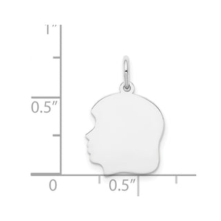 14k White Gold Plain Medium.009 Depth Facing Left Engravable Girl Charm XWM56/09
