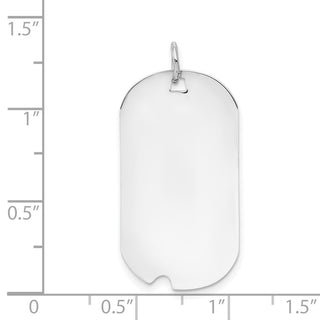 14k White Gold Plain .018 Gauge Engravable Dog Tag w/Notch Disc Charm XWM598/18