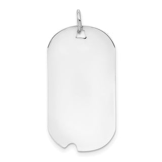 14k White Gold Plain .018 Gauge Engravable Dog Tag w/Notch Disc Charm XWM598/18