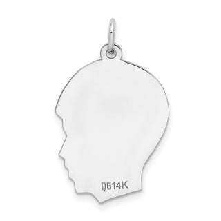 14k White Gold Plain Medium Facing Right Engravable Boy Charm XWM59/11