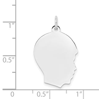 14k White Gold Plain Medium Facing Right Engravable Boy Charm XWM59/35