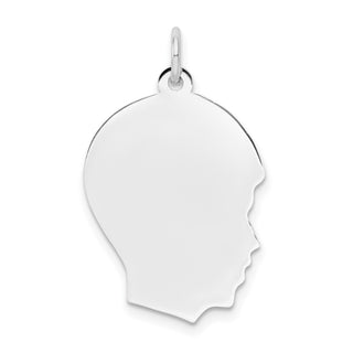 14k White Gold Plain Medium.009 Depth Facing Right Engravable Boy Charm XWM59/09