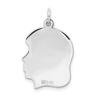 14k Gold Plain Medium.009 Depth Facing Right Engravable Girl Charm XWM60/09