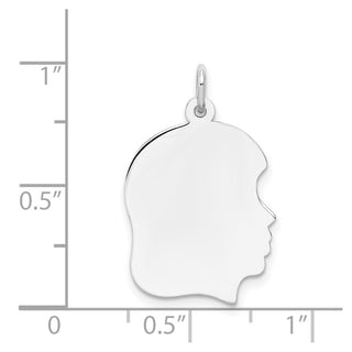 14k Gold Plain Medium.009 Depth Facing Right Engravable Girl Charm XWM60/09