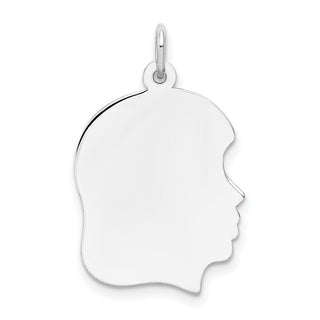 14k Gold Plain Medium.009 Depth Facing Right Engravable Girl Charm XWM60/09