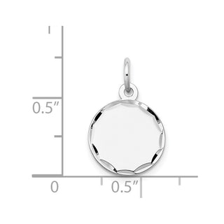 20mm x 13mm 14k White Gold Etched .011 Gauge Engraveable Round Disc Charm