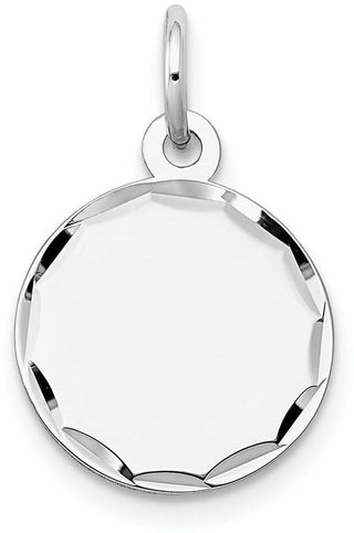 20mm x 13mm 14k White Gold Etched .018 Gauge Engraveable Round Disc Charm