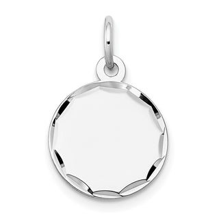 20mm x 13mm 14k White Gold Etched .018 Gauge Engraveable Round Disc Charm