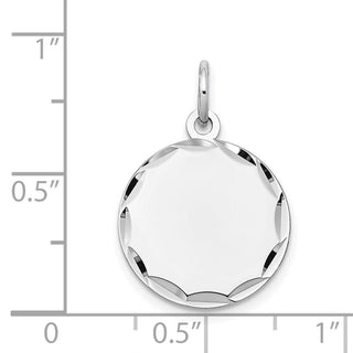 23mm x 16mm 14k White Gold Etched .011 Gauge Engraveable Round Disc Charm