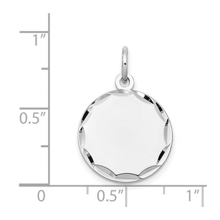 23mm x 16mm 14k White Gold Etched .018 Gauge Engraveable Round Disc Charm